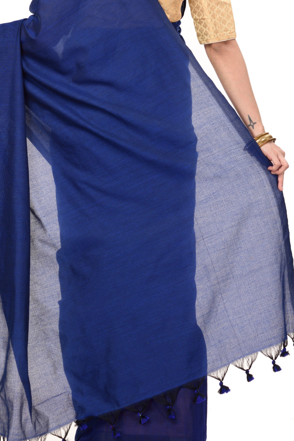 Naby Blue Pure Cotton ThanKhadi Hand Loom Saree (448)